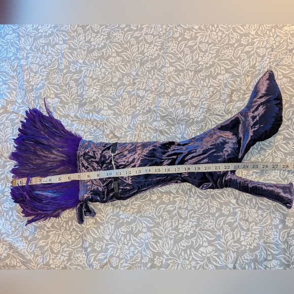 Oi San Francisco VINTAGE Velvet Christmas Stocking Purple High Heel Feathers - Picture 5 of 10